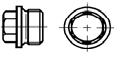 korek gwintowany z kołnierzem z łbem sześciokątnym z gwintem wg din 13 lub 208
